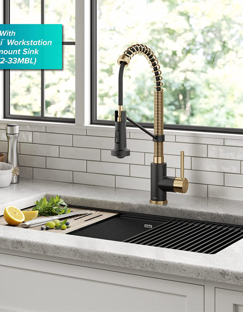 Load image into Gallery viewer, KPF-1610BG Bolden 18-Inch Commercial Kitchen Faucet with Dual Function Pull-Down Sprayhead in All-Brite Finish, 18 Inches, Brushed Gold
