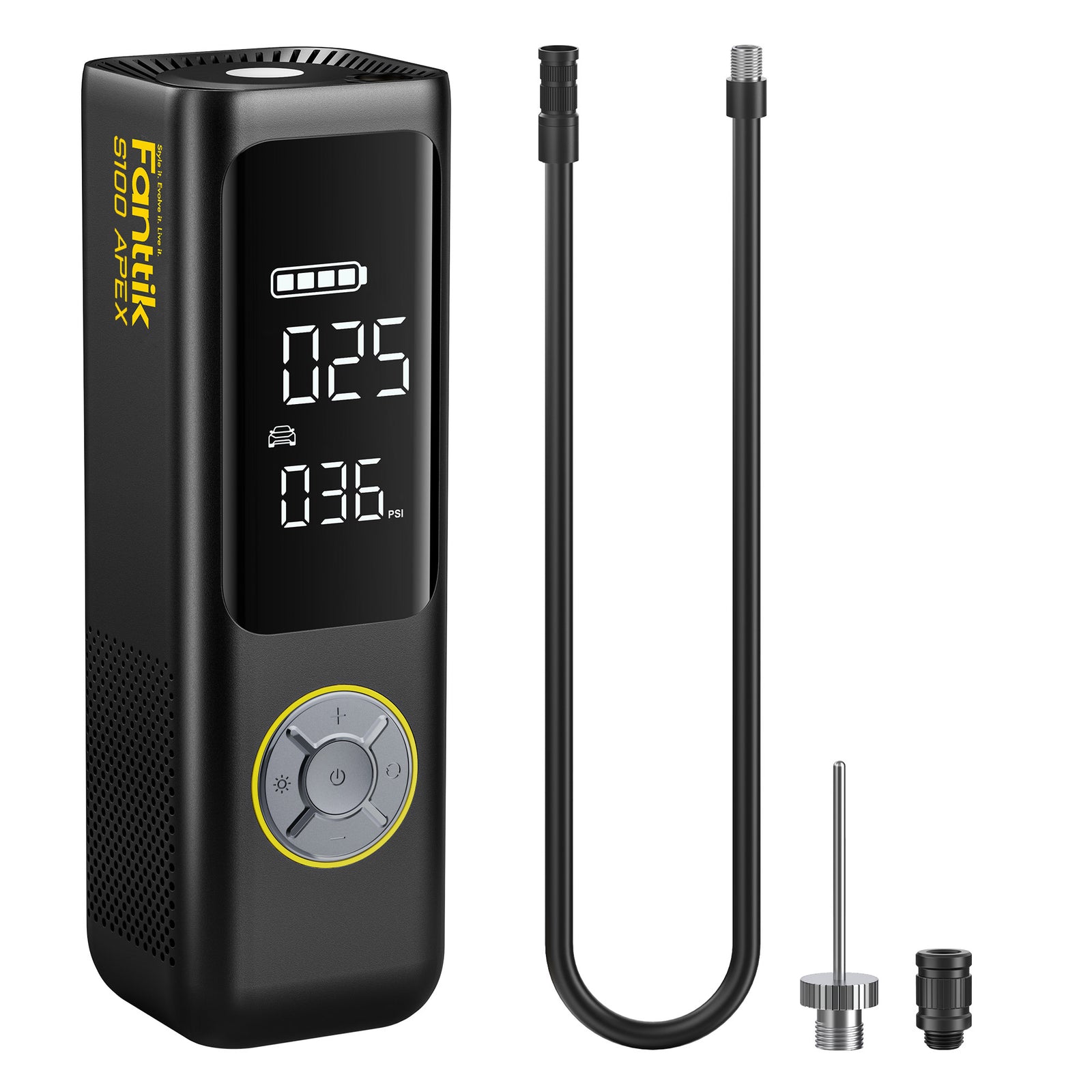 S100 APEX Powerful Portable Air Pump & Tire Inflator with Power Bank, Black