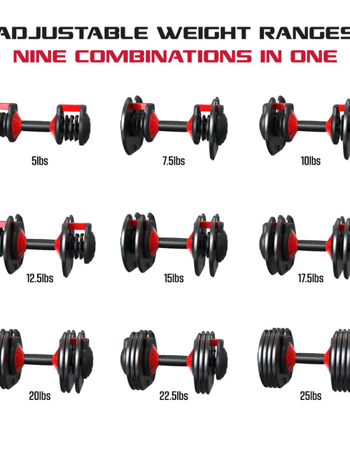 Load image into Gallery viewer, Smartbell, 25Lbs. Quick-Select 9 in 1 Adjustable Dumbbell for Home Gym, 5-25Lbs. Weight in 2.5Lbs Increments
