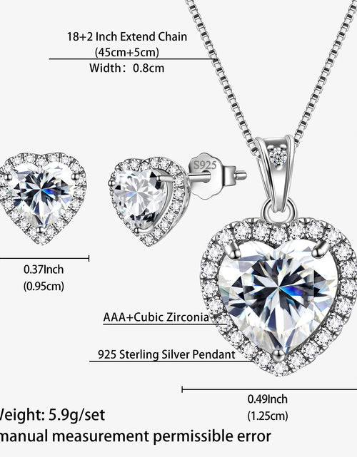 Load image into Gallery viewer, Blue Heart Jewelry Sets Women Aquamarine March Birthstone Jewelry Set Necklace Earrings 925 Sterling Silver CZ Fine Jewelry Girls Birthday Mother&#39;S Day Gifts
